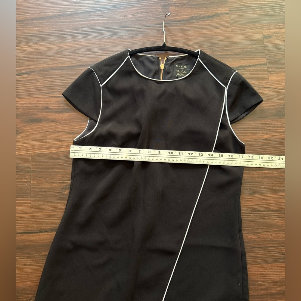 Ted Baker Black Dress with White Piping: size 2 - Picture 7 of 9